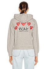 COMME des GARCONS PLAY Full Zip Hoodie in Grey, view 4, click to view large image.