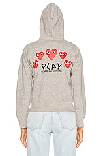 COMME des GARCONS PLAY Full Zip Hoodie in Grey, view 5, click to view large image.