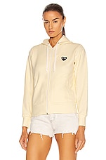 COMME des GARCONS PLAY Big Heart Full Zip Hoodie in Ivory, view 2, click to view large image.
