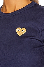 COMME des GARCONS PLAY Gold Heart Emblem Tee in Navy, view 5, click to view large image.