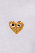 COMME des GARCONS PLAY Gold Heart Emblem Tee in White, view 5, click to view large image.