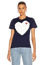 COMME des GARCONS PLAY Tee in Navy, view 2, click to view large image.