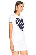 COMME des GARCONS PLAY Logo Emblem Tee in White, view 2, click to view large image.