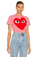 COMME des GARCONS PLAY Tee in Pink, view 1, click to view large image.