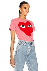 COMME des GARCONS PLAY Tee in Pink, view 2, click to view large image.