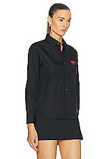 COMME des GARCONS PLAY Cotton Button Down With Red Emblem in Black, view 2, click to view large image.