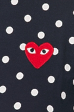 COMME des GARCONS PLAY Cotton Red Emblem Dot Tee in Navy, view 5, click to view large image.
