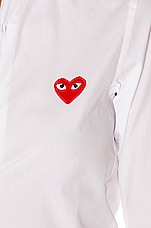 COMME des GARCONS PLAY Cotton Button Down with Red Emblem in White, view 5, click to view large image.