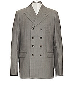 COMME des GARCONS Homme Plus Pencil Striped Double Breasted Blazer in Grey & Pink, view 1, click to view large image.