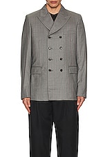 COMME des GARCONS Homme Plus Pencil Striped Double Breasted Blazer in Grey & Pink, view 3, click to view large image.
