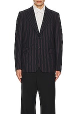 COMME des GARCONS Homme Plus Striped Blazer in Navy, Pink, & Black, view 3, click to view large image.