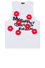 COMME des GARCONS Homme Plus Lip Tank in White & Red, view 1, click to view large image.