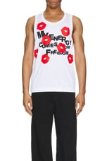 COMME des GARCONS Homme Plus Lip Tank in White & Red, view 3, click to view large image.