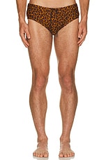 CDLP Swim Briefs in Cinnamon Leopard, view 3, click to view large image.