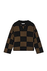 Connor McKnight Checkerboard Pullover Sweater in Black & Brown, view 1, click to view large image.