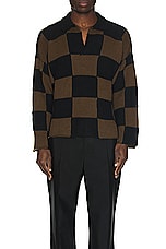 Connor McKnight Checkerboard Pullover Sweater in Black & Brown, view 3, click to view large image.