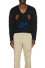 Connor McKnight Fish &amp; Game Hunting Sweater in Black, view 4, click to view large image.
