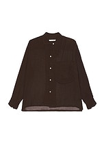 Connor McKnight Crinkle Long Sleeve Big Pocket Shirt in Brown, view 1, click to view large image.