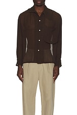 Connor McKnight Crinkle Long Sleeve Big Pocket Shirt in Brown, view 4, click to view large image.