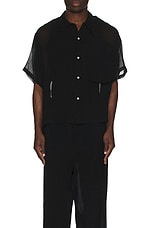 Connor McKnight Crinkle Short Sleeve Big Pocket Shirt in Black, view 3, click to view large image.