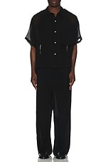 Connor McKnight Crinkle Short Sleeve Big Pocket Shirt in Black, view 4, click to view large image.