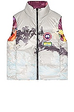 Canada Goose Reversible Puffer Vest For Kidsuper in Landscape & Crowd Print, view 1, click to view large image.