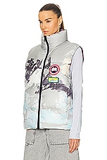 Canada Goose Reversible Puffer Vest For Kidsuper in Landscape & Crowd Print, view 4, click to view large image.