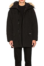 Canada Goose Langford Parka With Coyote Fur Trim in Black, view 1, click to view large image.