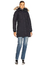Canada Goose Shelburne Parka with Coyote Fur in Navy, view 2, click to view large image.