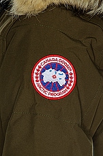 Canada Goose Shelburne Parka with Coyote Fur in Military Green, view 6, click to view large image.