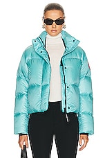 Canada Goose Cypress Cropped Puffer in Boulevard Blue, view 1, click to view large image.