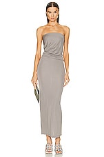 Christopher Esber Strapless Ruche Dress in CONCRETE, view 1, click to view large image.