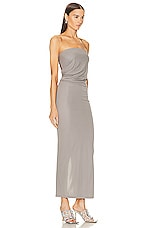 Christopher Esber Strapless Ruche Dress in CONCRETE, view 2, click to view large image.