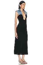 Christopher Esber Sevilla Denim Yoke Dress in INDIGO/BLACK, view 2, click to view large image.