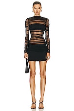 Christopher Esber Semblance Tulle Overlay Dress in Black, view 1, click to view large image.