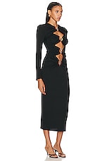 Christopher Esber Orbit Ruched Long Sleeve Dress in Black, view 2, click to view large image.