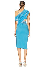 Christopher Esber Magnetica Asymmetric Dress in Dolphin Blue, view 4, click to view large image.