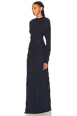 Christopher Esber Side Cowl Long Sleeve Dress in Ink, view 3, click to view large image.