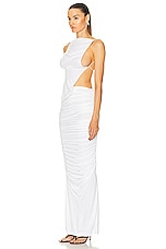 Christopher Esber Illusions Draped Column Dress in White, view 3, click to view large image.