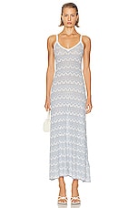 Christopher Esber Palais Knit Cami Dress in White & Electric Blue, view 1, click to view large image.