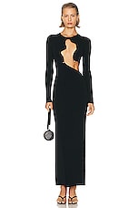 Christopher Esber Salacia Wire Long Sleeve Column Dress in Black, view 1, click to view large image.