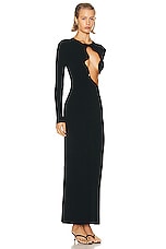 Christopher Esber Salacia Wire Long Sleeve Column Dress in Black, view 2, click to view large image.