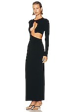 Christopher Esber Salacia Wire Long Sleeve Column Dress in Black, view 3, click to view large image.