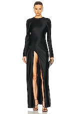 Christopher Esber Palladium Long Sleeve Tuck Dress in Black, view 2, click to view large image.