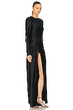 Christopher Esber Palladium Long Sleeve Tuck Dress in Black, view 3, click to view large image.