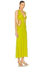 Christopher Esber Carina Plunge Dress in Limeade, view 2, click to view large image.