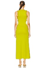 Christopher Esber Carina Plunge Dress in Limeade, view 3, click to view large image.
