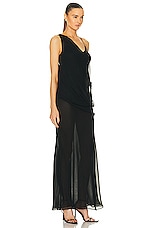 Christopher Esber Drifted Silk Side Tie Dress in Black, view 2, click to view large image.