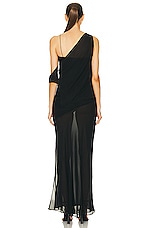 Christopher Esber Drifted Silk Side Tie Dress in Black, view 4, click to view large image.