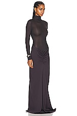Christopher Esber Fusion Long Sleeve Gathered Dress in Jet, view 2, click to view large image.